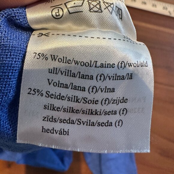 Basler Sweater Turtleneck Ribbed Knit Long Sleeve Wool & Silk Blend Blue Women's - Picture 4 of 9